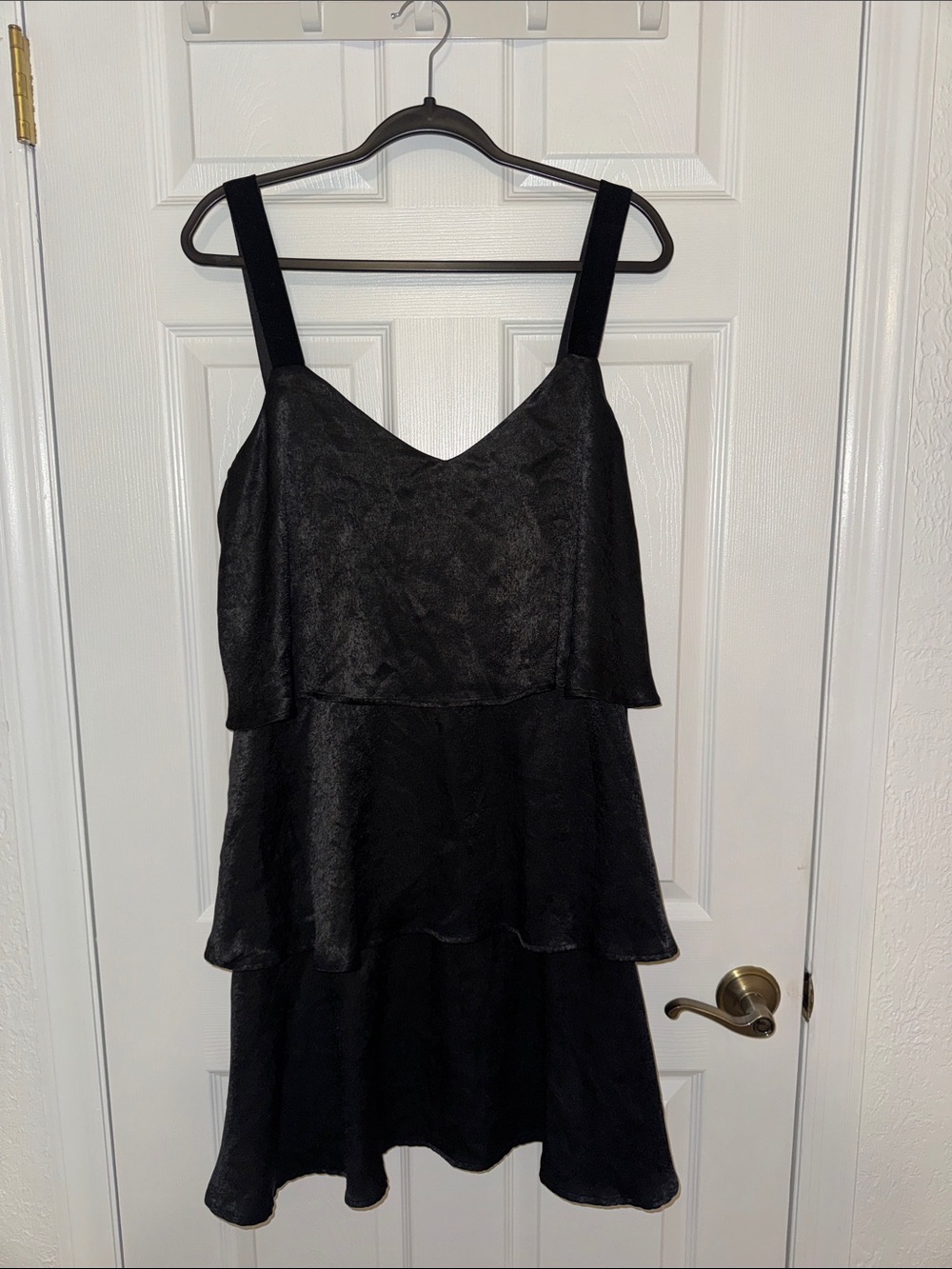 Women's Black Tiered Mini Dress with Wide Straps